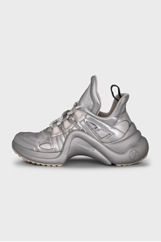 Silver high-soled sneakers