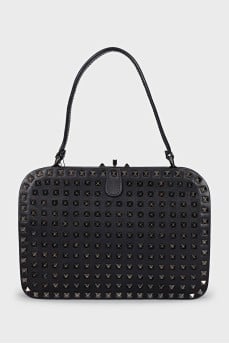 Black leather bag with studs