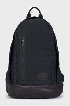 Black backpack made of textile and leather