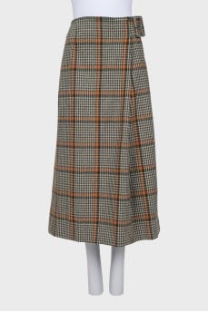 Houndstooth print wrap skirt