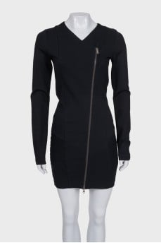 Black dress with a diagonal zipper