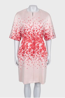 White dress with red floral print