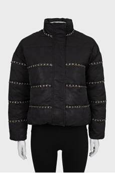 Cropped jacket with chains