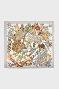 Gray printed silk scarf