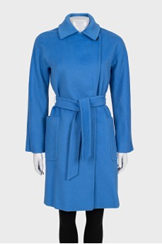 Wrap coat with patch pockets