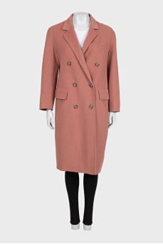 Pink double-breasted coat