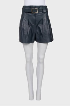 Blue leather shorts