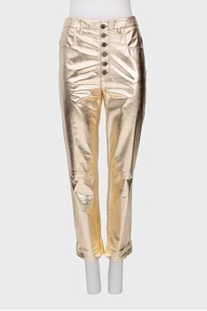 Golden lambskin trousers