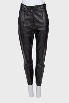 Black lambskin trousers