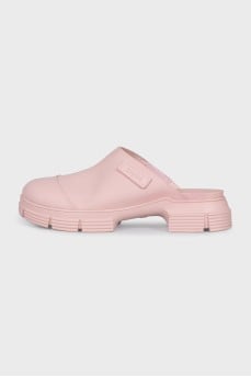 Pink rubber clogs