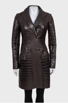 Crocodile skin and weasel fur coat