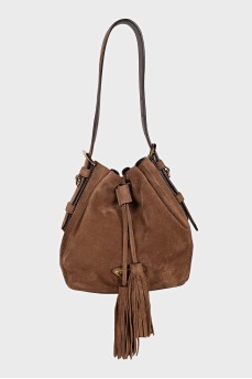 Suede bag with tassels