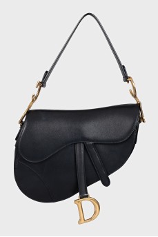 Чорна сумка зі шкіри Saddle