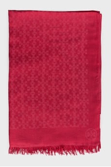 Red scarf with a signature print