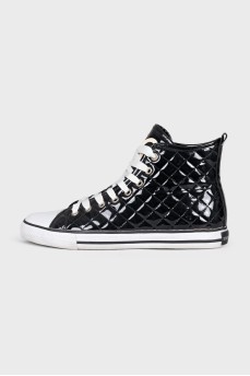 Quilted patent leather sneakers