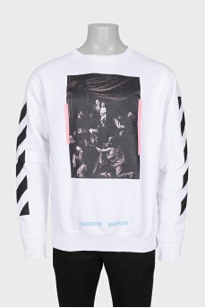 Men's white sweatshirt with print