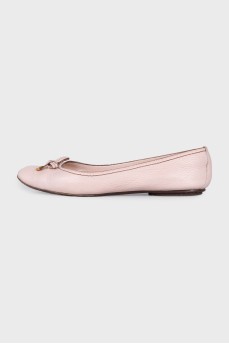 Pink leather ballet flats