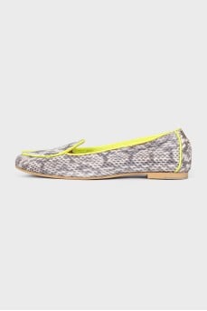 Textured leather ballet flats