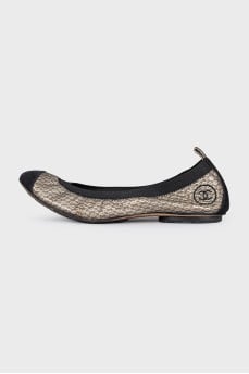 Golden leather ballet flats