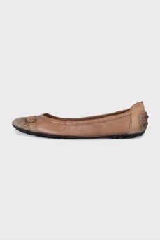 Brown leather ballet flats