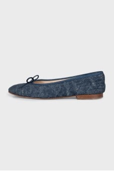 Denim ballet flats with bows