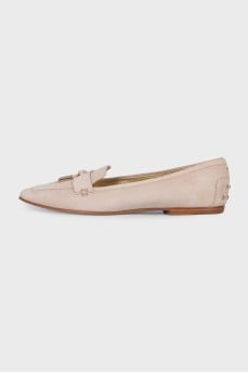 Suede ballet flats with gold hardware
