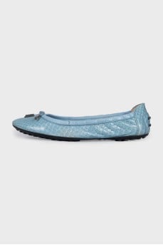 Blue snakeskin ballet flats