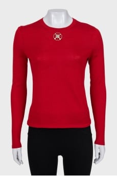 Cashmere jumper with gold decor