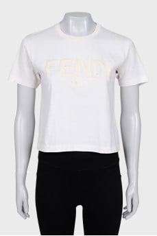 Cropped T-shirt with applique