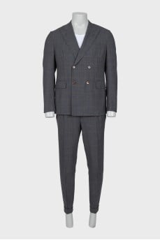 Men's wool suit with a large check pattern