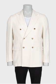 Men's double-breasted white jacket