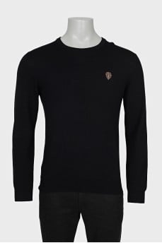 Men's wool jumper with embroidered logo