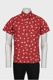 Men's red printed shirt