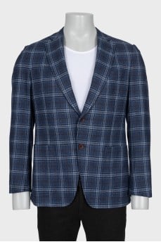 Men's wool and cashmere checkered jacket