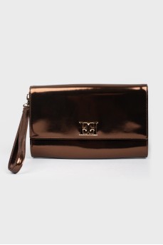 Varnished leather clutch