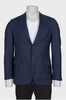 Men's blue wool and silk jacket