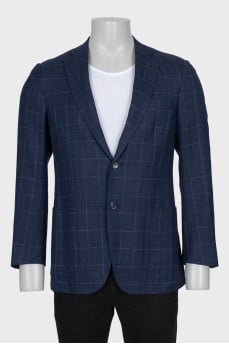 Men's checked wool and silk jacket