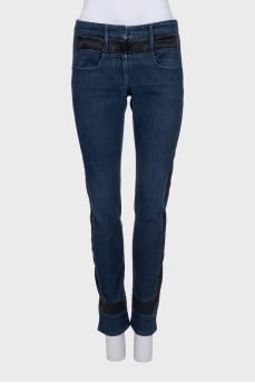 Dark blue jeans with accent inserts