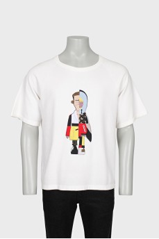 Men's oversized T-shirt decorated with appliqués