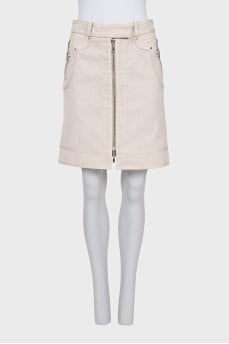 Straight-cut corduroy skirt with a zipper