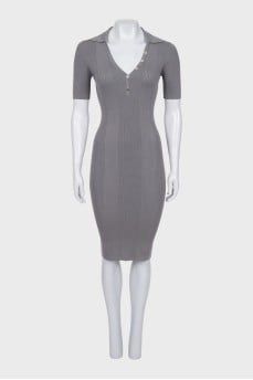 V-neck button-up bodycon dress