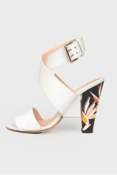 Printed block heel sandals