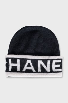 Cashmere hat with logo