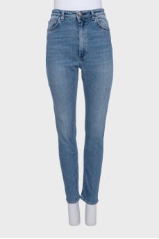 Blue high-waist slim fit jeans