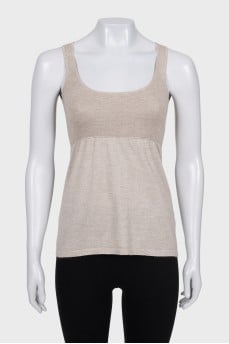 Fitted beige tank top