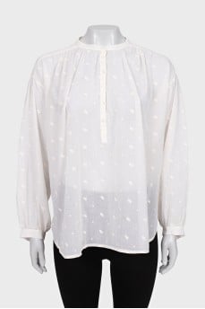 Loose button-down blouse with embroidery