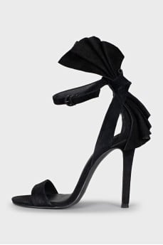 Suede sandals with voluminous decor