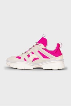 Suede sneakers with pink inserts