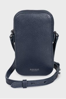 Rectangular bag made of blue leather