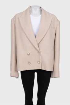 Укороченное пальто кроя oversize из шерсти 